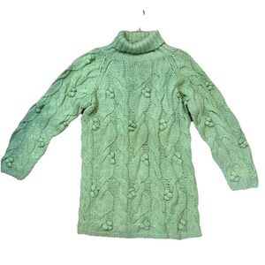 Vintage James River‎ Traders Women's Green Chunky Cable Knit Nubby Sweater MED